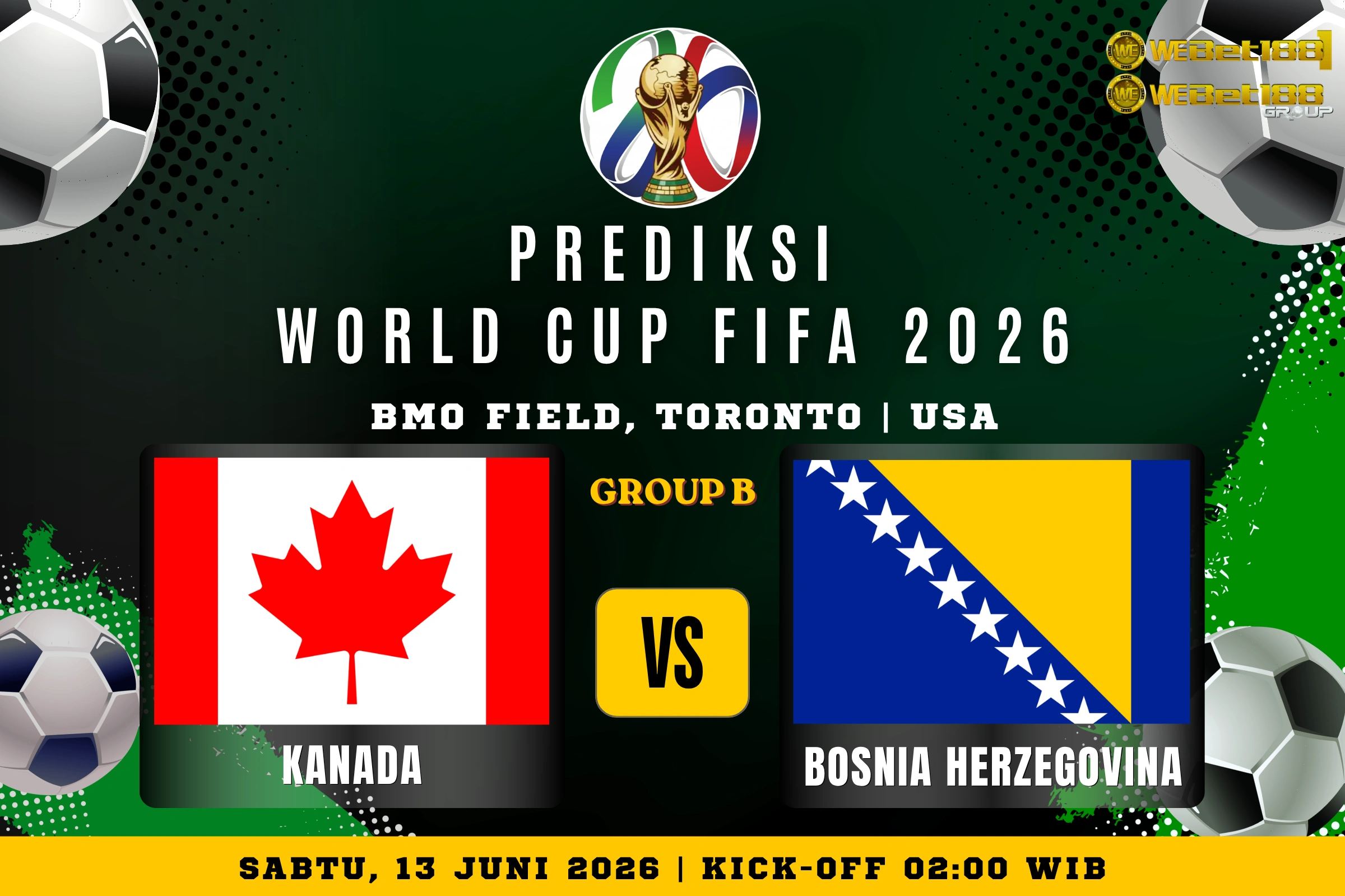 Prediksi Group B Piala Dunia FIFA 2026: Pertandingan Kanada vs Bosnia & Herzegovina - Webet188.news