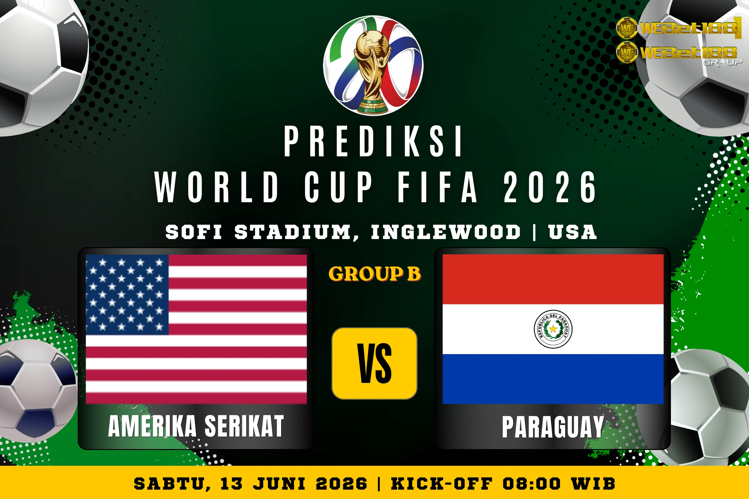 Prediksi Grup B Piala Dunia FIFA 2026: Pertandingan Amerika Serikat vs Paraguay - Webet188.news